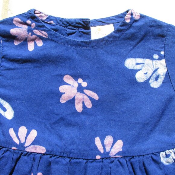 GLOBAL MAMAS GIRL'S SIZE 12 mo. DRESS BLUE & FUCHSIA BATIK FLORAL PRINT SS - Picture 10 of 11